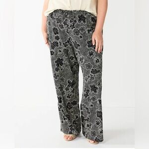 NWT Sonoma Linen Blend Elastic Waist Drawstring Wide Leg Pant Size 4X 3X 2X